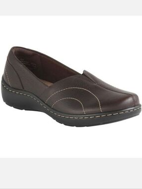 Clarks Cora Meadow Leather Arch Support Shoes In Brown Size 10W